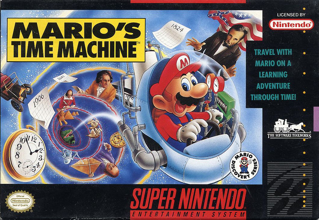 Mario's Time Machine box art for Super Nintendo